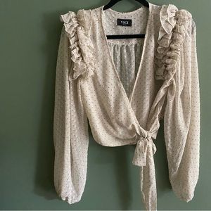 VICI | medium | wrap | blouse | top | like new | cream/black